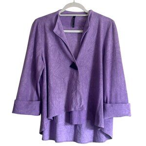 IC Collection by Connie K Perforated Faux Suede Jacket Womens Size L Art to Wear